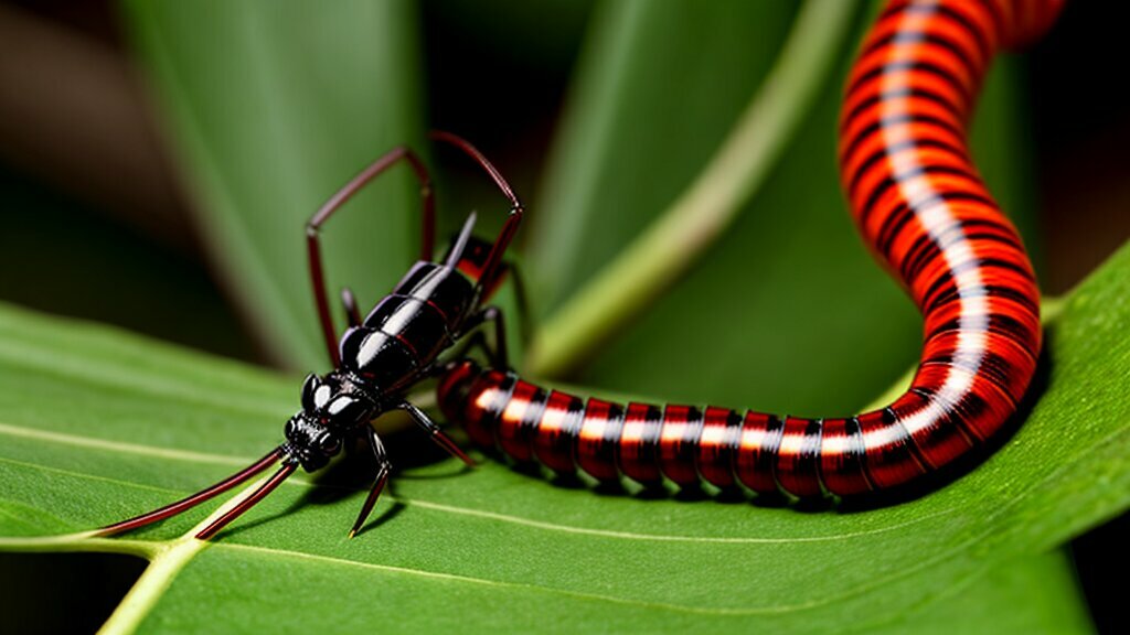 Filipino centipede crawling on a tree